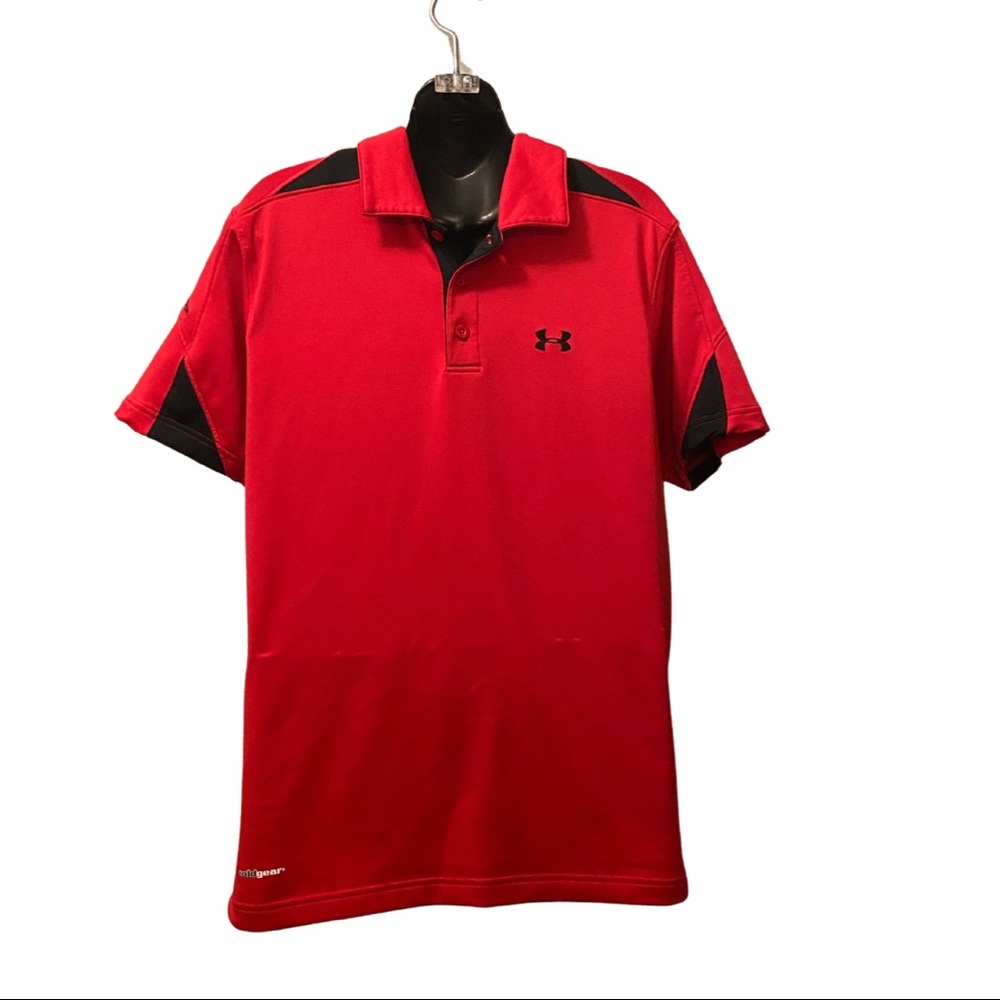 Mens Red Under Armour polo shirt. Cold gear, medium